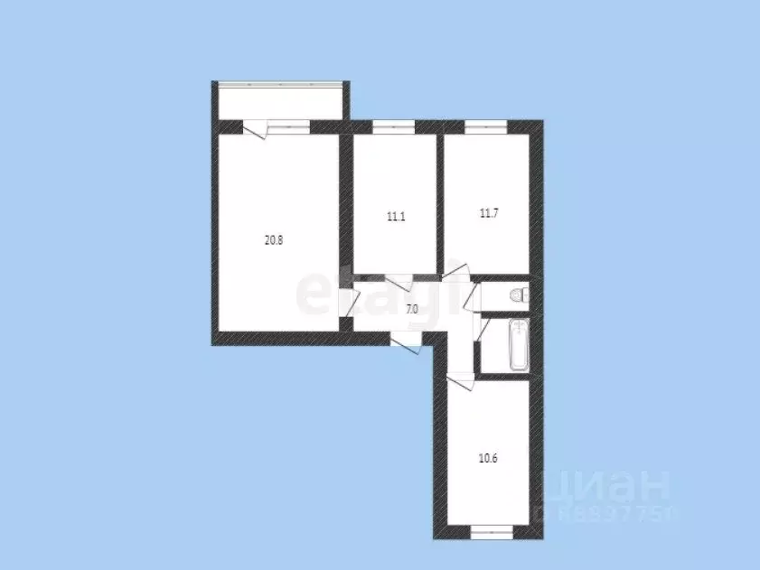 3-к кв. Карачаево-Черкесия, Черкесск Комсомольская ул., 40 (65.4 м) - Фото 1