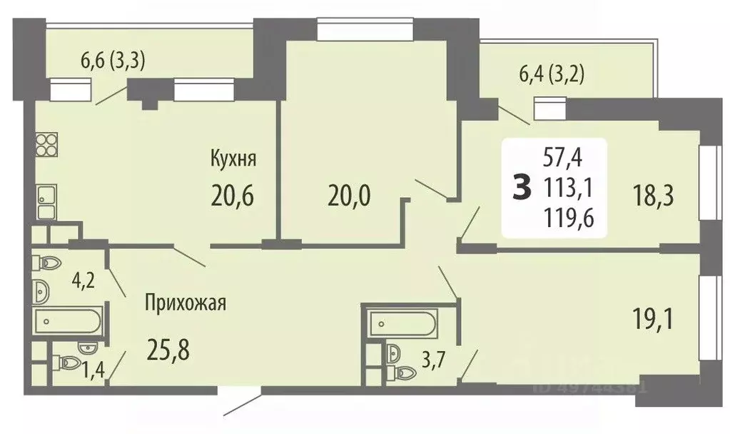 3-к кв. Чувашия, Чебоксары ул. Филиппа Лукина, 16 (119.6 м) - Фото 0