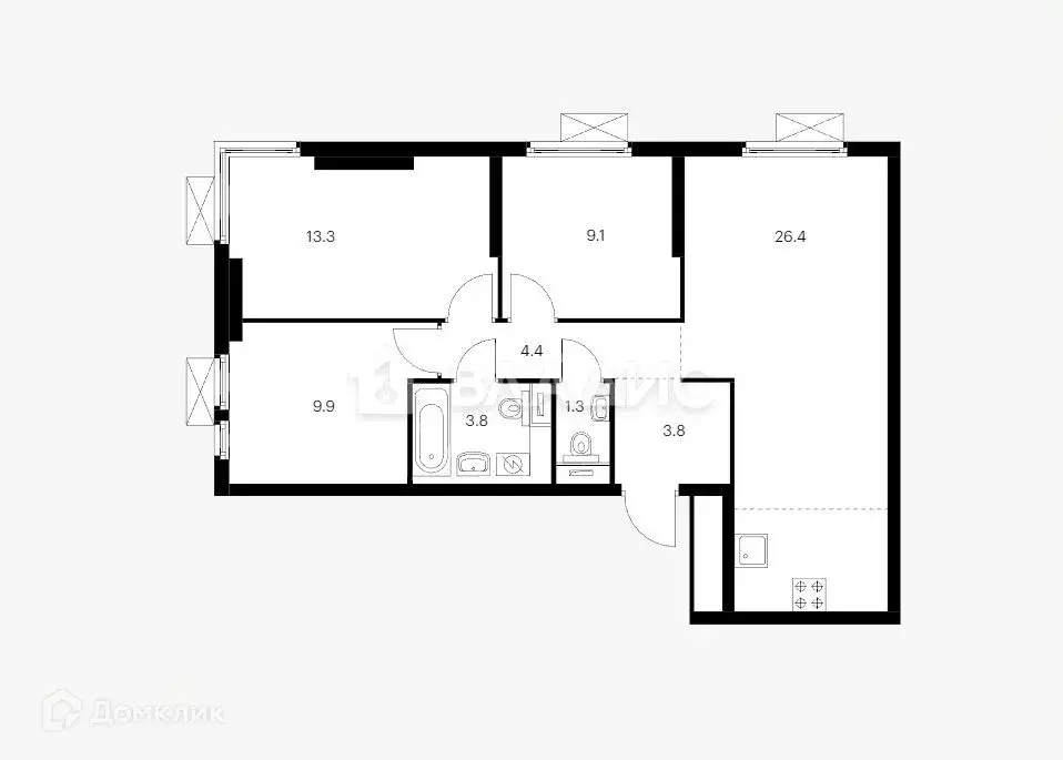 Продаётся 3-к квартира, 72 м - Фото 1