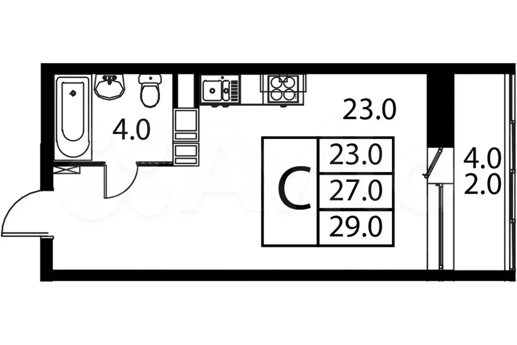 Квартира-студия, 29 м, 9/12 эт. - Фото 0