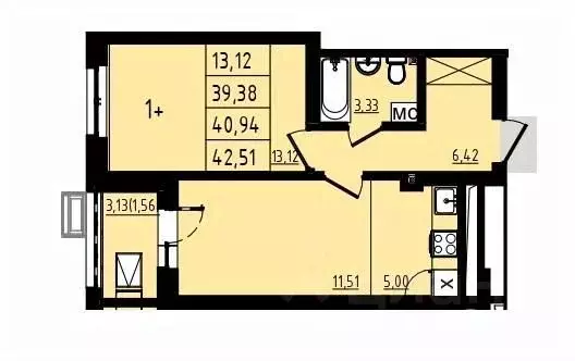1-к кв. Башкортостан, Уфа Затон-Восточный жилрайон, Новаленд мкр,  ... - Фото 1