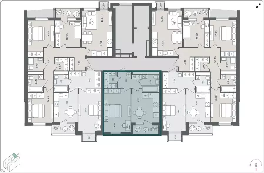 1-комнатная квартира: село Перхушково, микрорайон Равновесие, 4 (44.2 ... - Фото 2