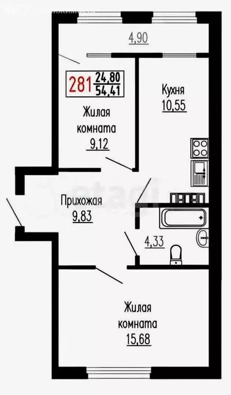 2-комнатная квартира: Екатеринбург, улица Лыжников, 3 (54.4 м) - Фото 0