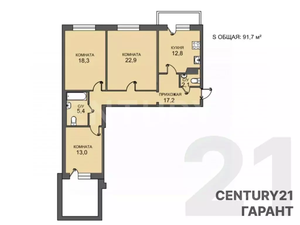 3-к кв. Санкт-Петербург, Санкт-Петербург, Пушкин ул. Анциферовская, 12 ... - Фото 2