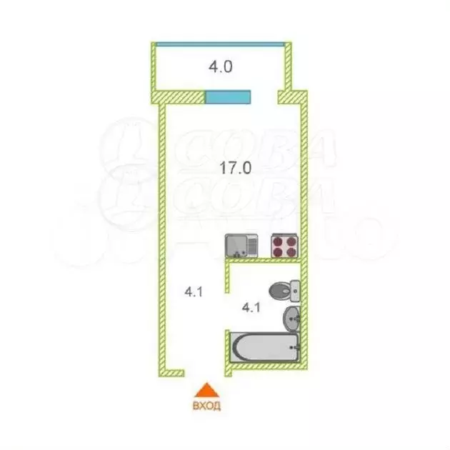 Квартира-студия, 25 м, 5/15 эт. - Фото 0