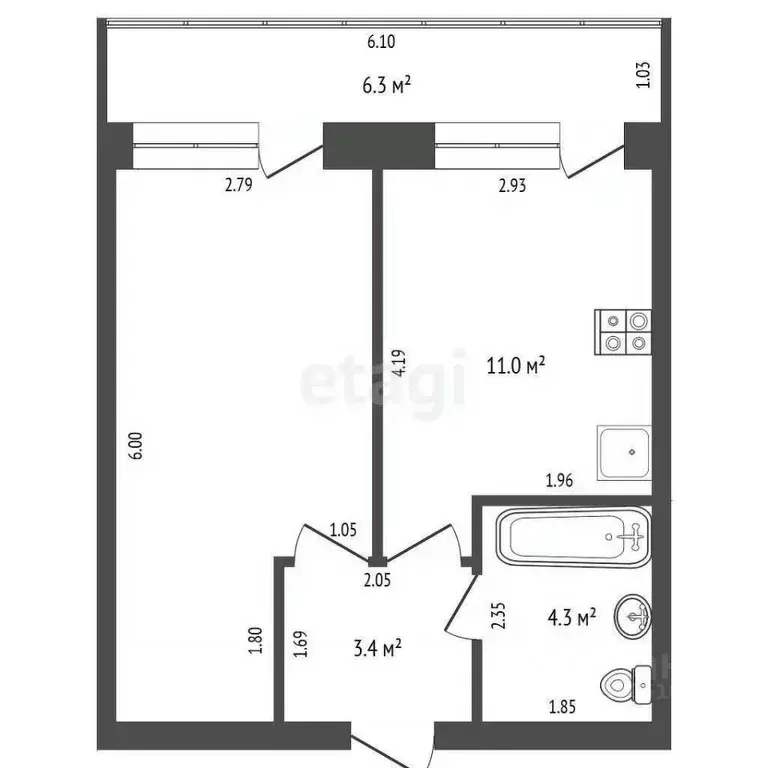 1-к кв. Ростовская область, Аксай ул. Речников, 15Ак5 (33.7 м) - Фото 2