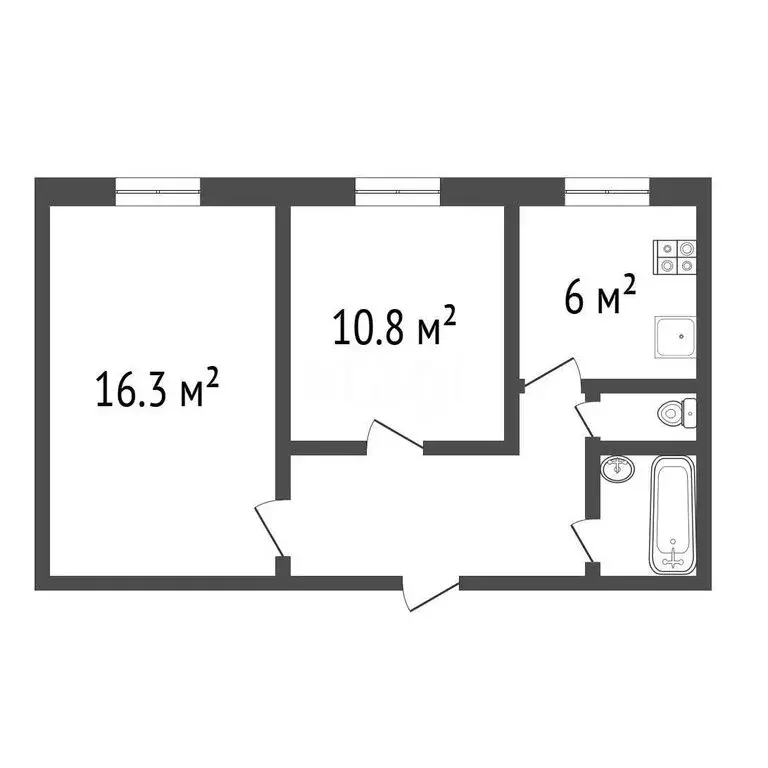 2-комнатная квартира: Тула, улица Болдина, 147 (56.8 м) - Фото 1