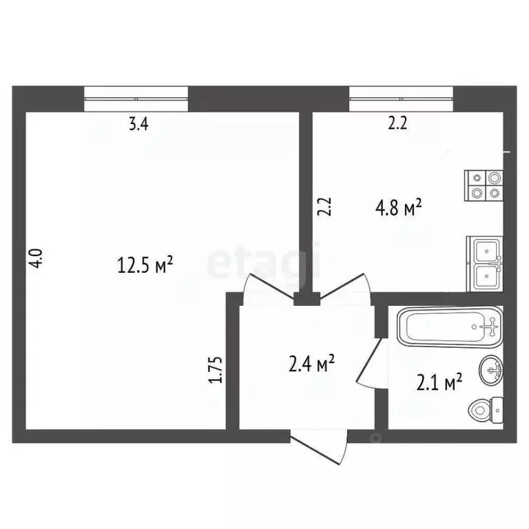1-к кв. Мордовия, Саранск ул. Попова, 74Б (21.8 м) - Фото 1