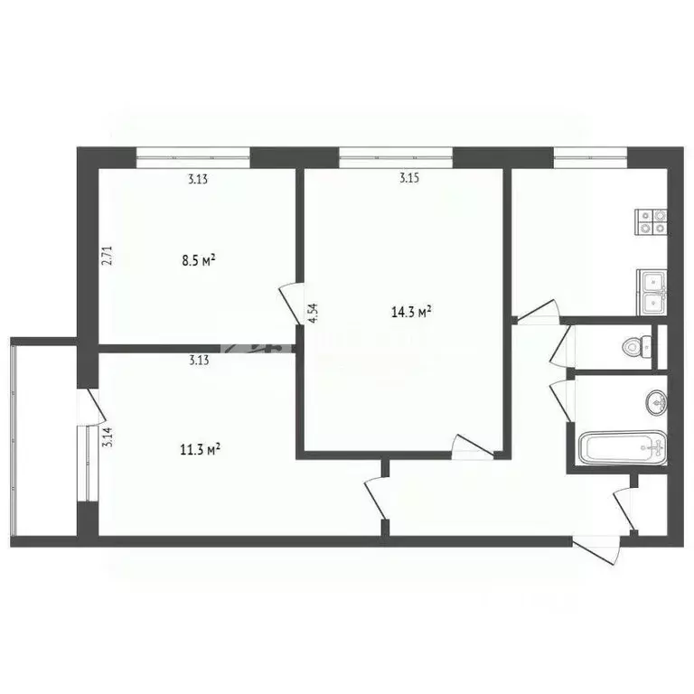 3-комнатная квартира: Москва, Клинская улица, 11 (51 м) - Фото 2