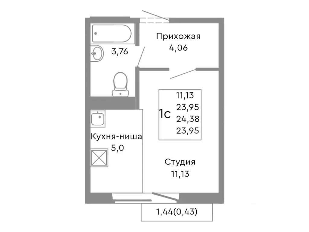Студия Челябинская область, Челябинск ул. Танкистов, 175 (24.38 м) - Фото 1