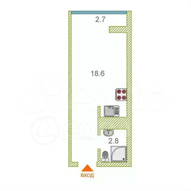Квартира-студия, 24 м, 6/23 эт. - Фото 0