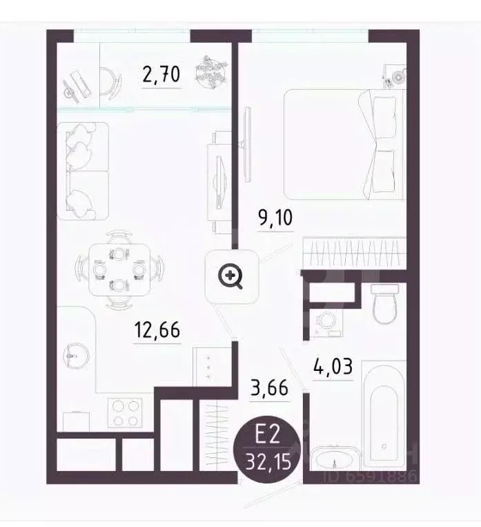 1-к кв. Тульская область, Тула ул. Пряничная, 4 (31.6 м) - Фото 2