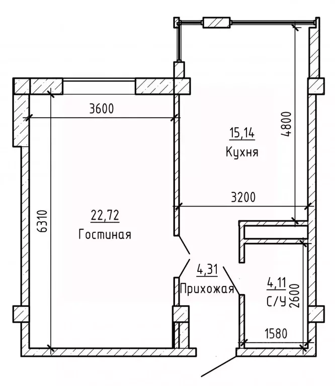 1-к кв. Кабардино-Балкария, Нальчик ул. Тлостанова, 22 (46.0 м) - Фото 2