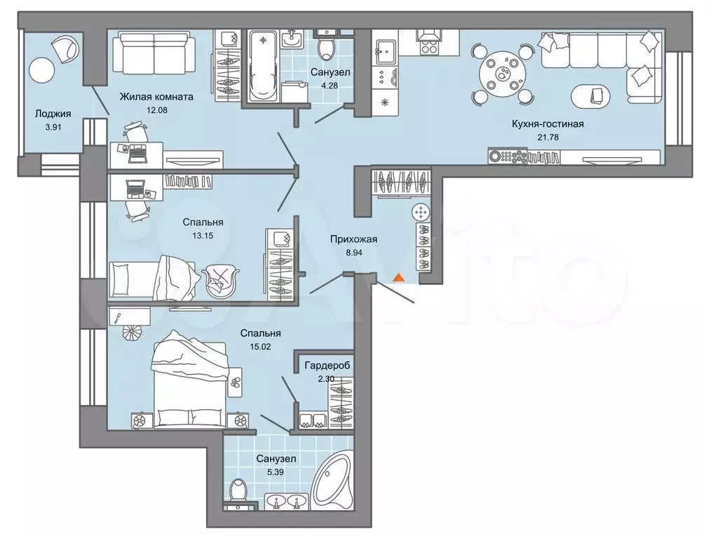 3-к. квартира, 85 м, 2/4 эт. - Фото 0