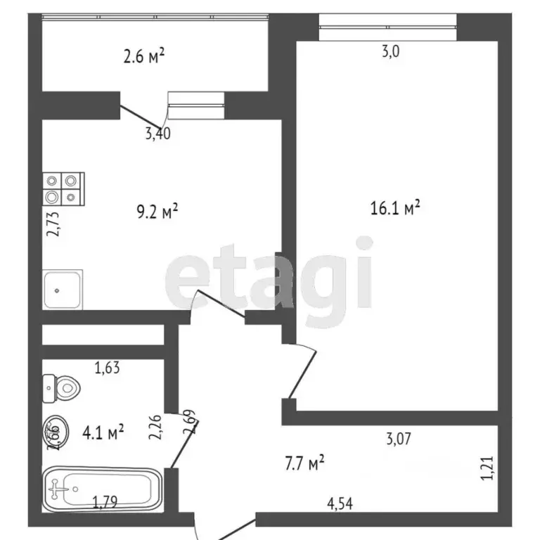 1-к кв. Тверская область, Тверь ул. Левитана, 58к2 (33.0 м) - Фото 1