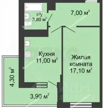 1-к кв. Ростовская область, Ростов-на-Дону ул. Шеболдаева, 95с2 (45.0 ... - Фото 1