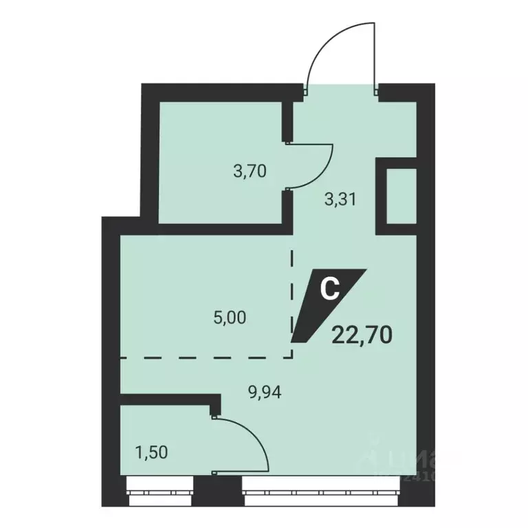 1-к кв. Свердловская область, Екатеринбург ул. Монтерская, 8/2 (22.5 ... - Фото 2