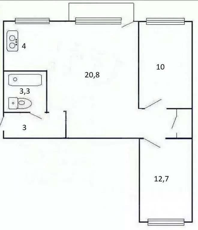 3-к кв. Калмыкия, Элиста 1-й мкр, 22 (54.8 м) - Фото 2
