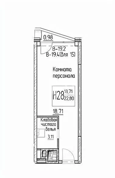 Студия Московская область, Одинцово ул. Чистяковой, 8с2 (24.8 м) - Фото 2
