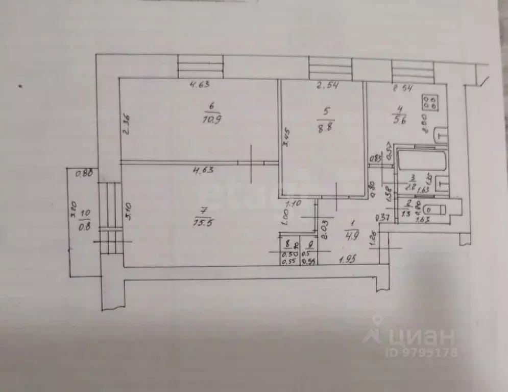 3-к кв. Татарстан, Казань ул. Лейтенанта Красикова, 18 (50.2 м) - Фото 2