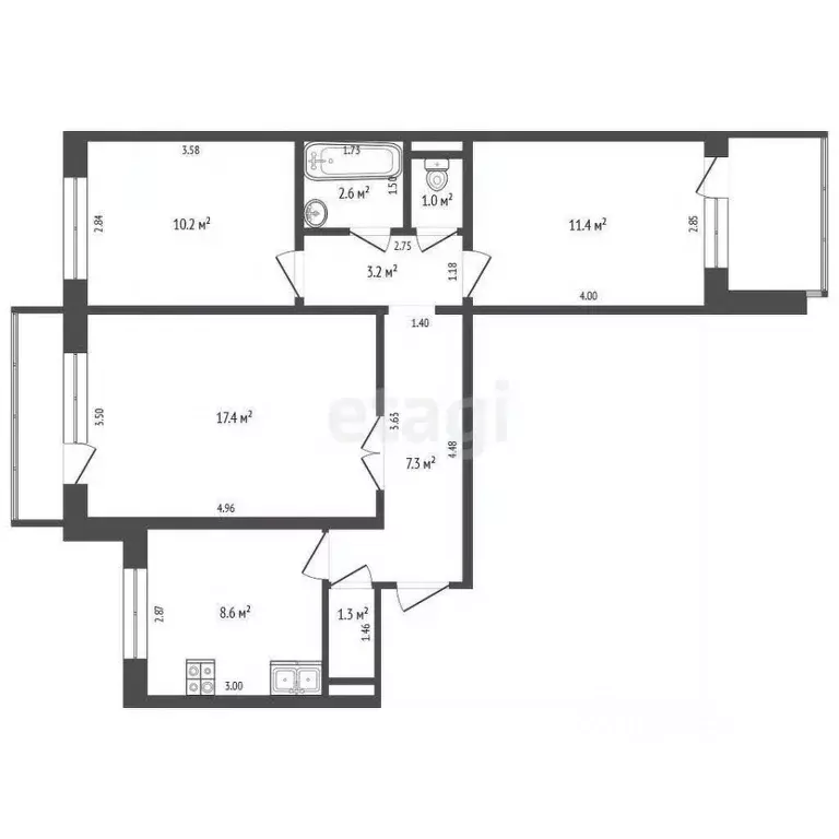 3-к кв. Оренбургская область, Оренбург Транспортная ул., 12/1 (63.0 м) - Фото 2