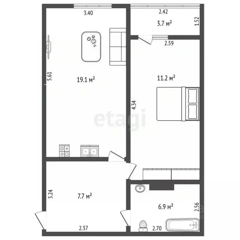 1-к кв. Оренбургская область, Оренбург Уральская ул., 2/22 (46.3 м) - Фото 2