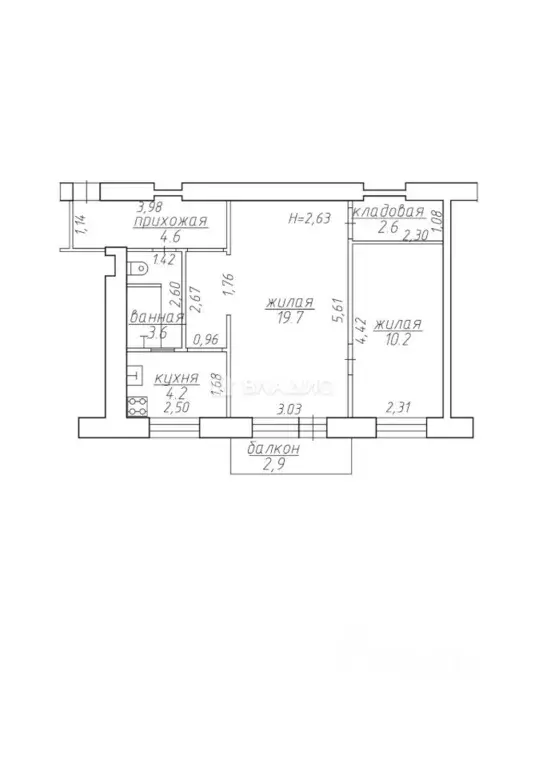 2-к кв. Карелия, Петрозаводск Железнодорожная ул., 10А (45.0 м) - Фото 2