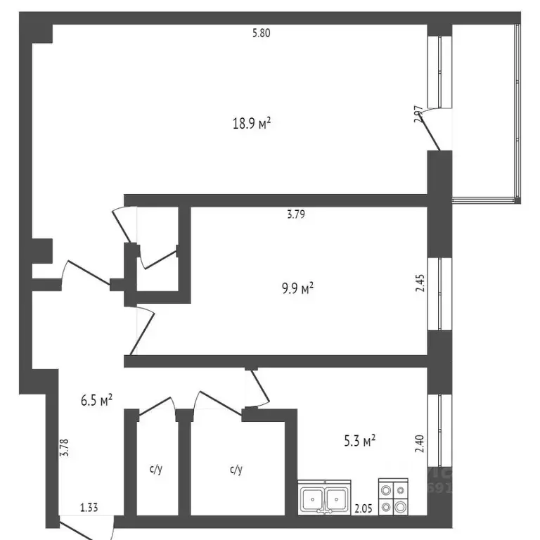 2-к кв. Владимирская область, Собинка Рабочий просп., 17 (44.2 м) - Фото 1