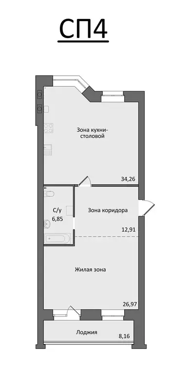 1-к квартира, 89.15 м - Фото 0