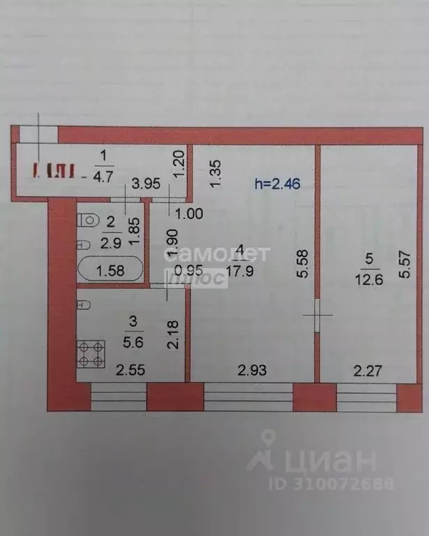 2-к кв. Марий Эл, Йошкар-Ола Первомайская ул., 132 (43.7 м) - Фото 1