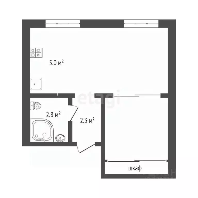 1-к кв. Тюменская область, Тюмень Камчатская ул., 2/1 (30.0 м) - Фото 2