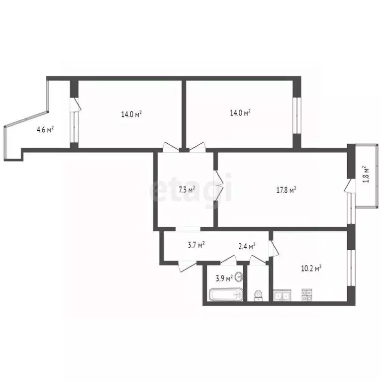 3-к кв. Москва ул. Мусы Джалиля, 4К4 (74.7 м) - Фото 0