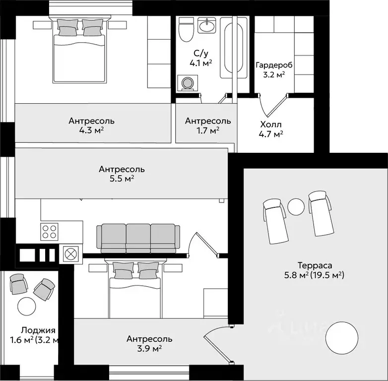2-к кв. Калининградская область, Гурьевск Пражский жилой комплекс ... - Фото 2