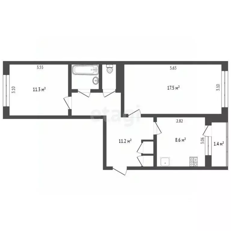 2-к кв. Псковская область, Печоры Индустриальная ул., 6 (54.0 м) - Фото 2