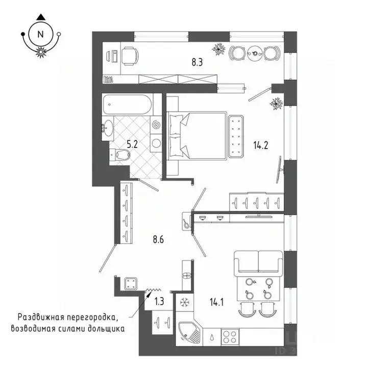 1-к кв. Санкт-Петербург бул. Измайловский, 9 (47.5 м) - Фото 1