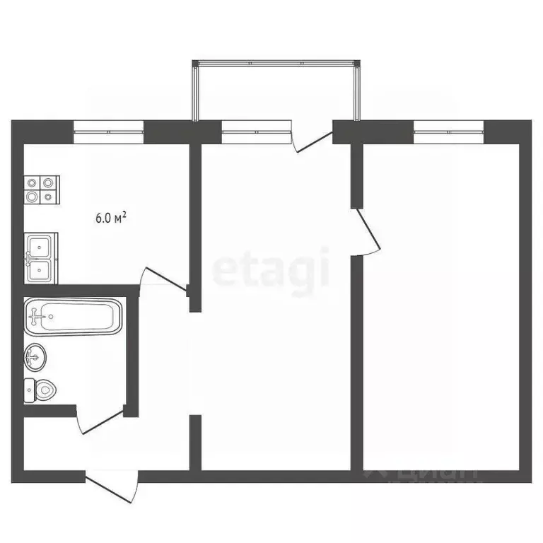 2-к кв. Владимирская область, Муром Кооперативная ул., 6 (43.4 м) - Фото 2