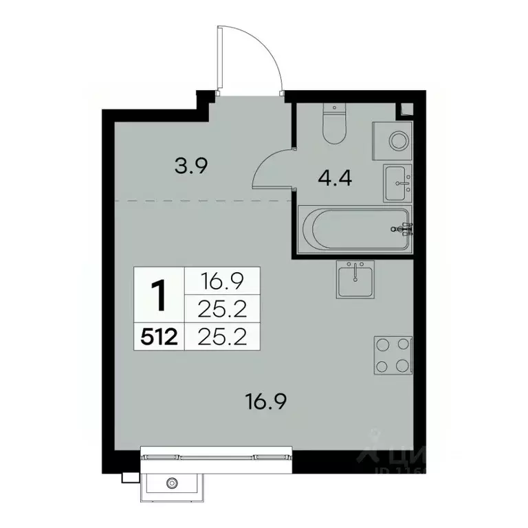 1-к кв. Москва Куркинское ш., 15С3 (25.2 м) - Фото 0