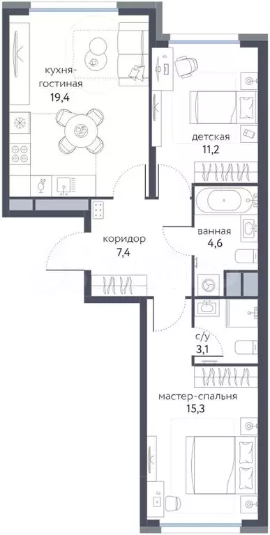 3-к. квартира, 61 м, 10/10 эт. - Фото 0