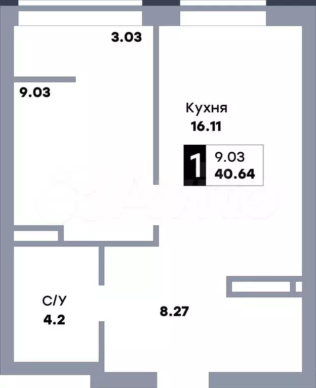 1-к. квартира, 40,6 м, 13/22 эт. - Фото 0