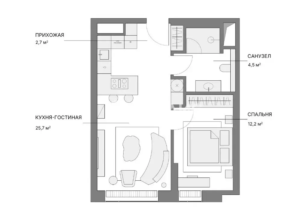 1-комнатная квартира: Москва, Поклонная улица, 9 (50.6 м) - Фото 1