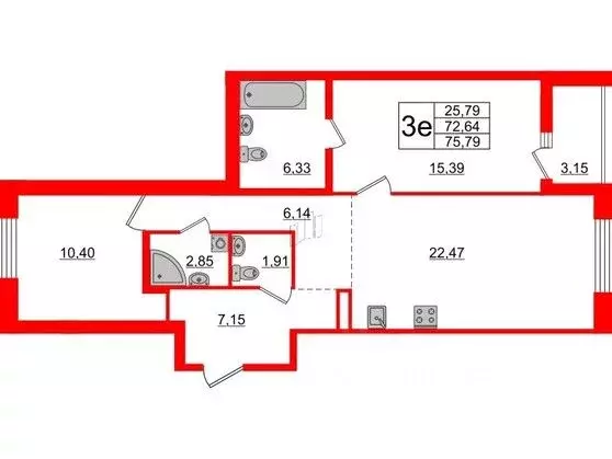 2-к кв. Санкт-Петербург Белоостровская ул., 10к1 (72.64 м) - Фото 0