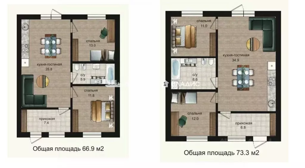 Таунхаус в Челябинская область, Магнитогорск ул. Золотистая (70 м) - Фото 2