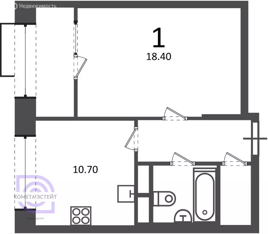 1-комнатная квартира: Москва, Клинская улица, 2А (40 м) - Фото 1