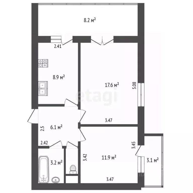 2-к кв. Крым, Алупка ул. И. Левитана, 7 (52.6 м) - Фото 1