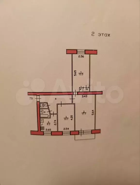 3-к. квартира, 60,2 м, 2/5 эт. - Фото 0