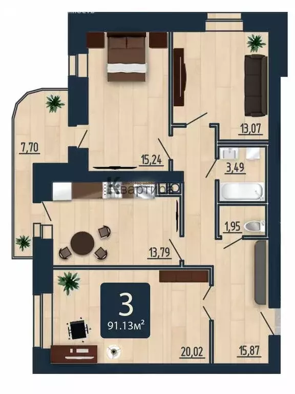 3-комнатная квартира: Смоленск, улица Попова, 30 (91.13 м) - Фото 0