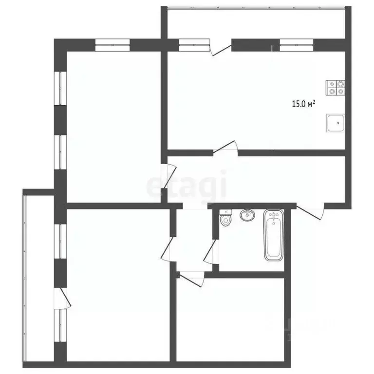 3-к кв. Тюменская область, Тюмень ул. 30 лет Победы, 132 (113.2 м) - Фото 2