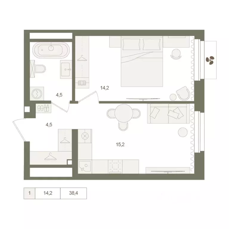 1-к кв. Башкортостан, Уфа Родина Парк жилой комплекс (38.4 м) - Фото 0