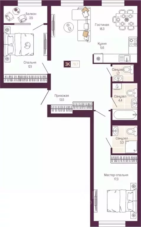 2-к кв. Нижегородская область, Нижний Новгород ул. Тургенева (78.0 м) - Фото 1