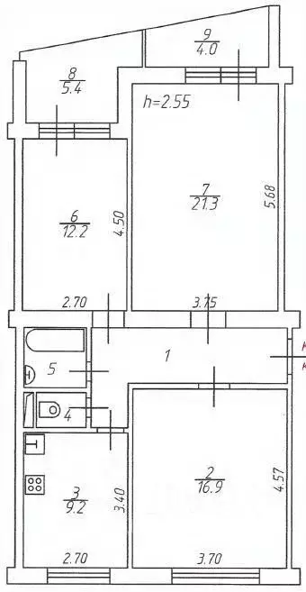 3-к кв. Москва Петрозаводская ул., 5К4 (68.8 м) - Фото 2